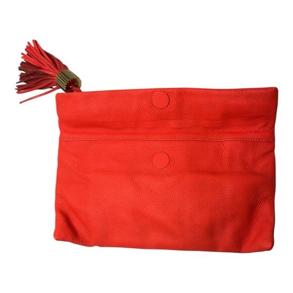 India Hicks Carmen Leather Clutch In Flamingo. - Picture 5 of 13